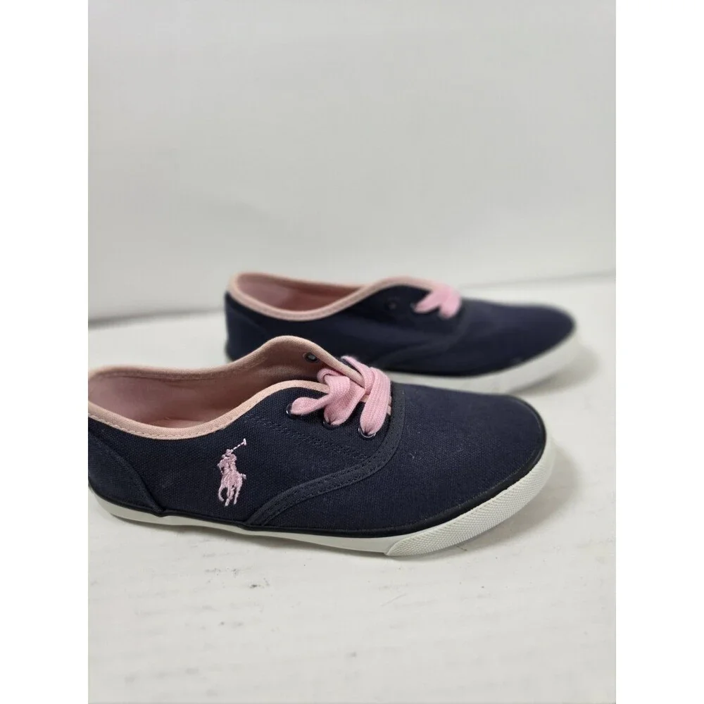 Polo‎ Ralph Lauren Faxon X Low-Top Canvas Sneaker Navy + Pink CHILD Size 2